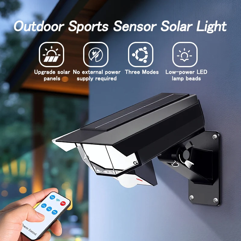 Surveillance-Style Outdoor Lamp Solar Security Lamp LED Solar Monitoring Design Outdoor Solar Lamp for Porches Gardens Courtyard