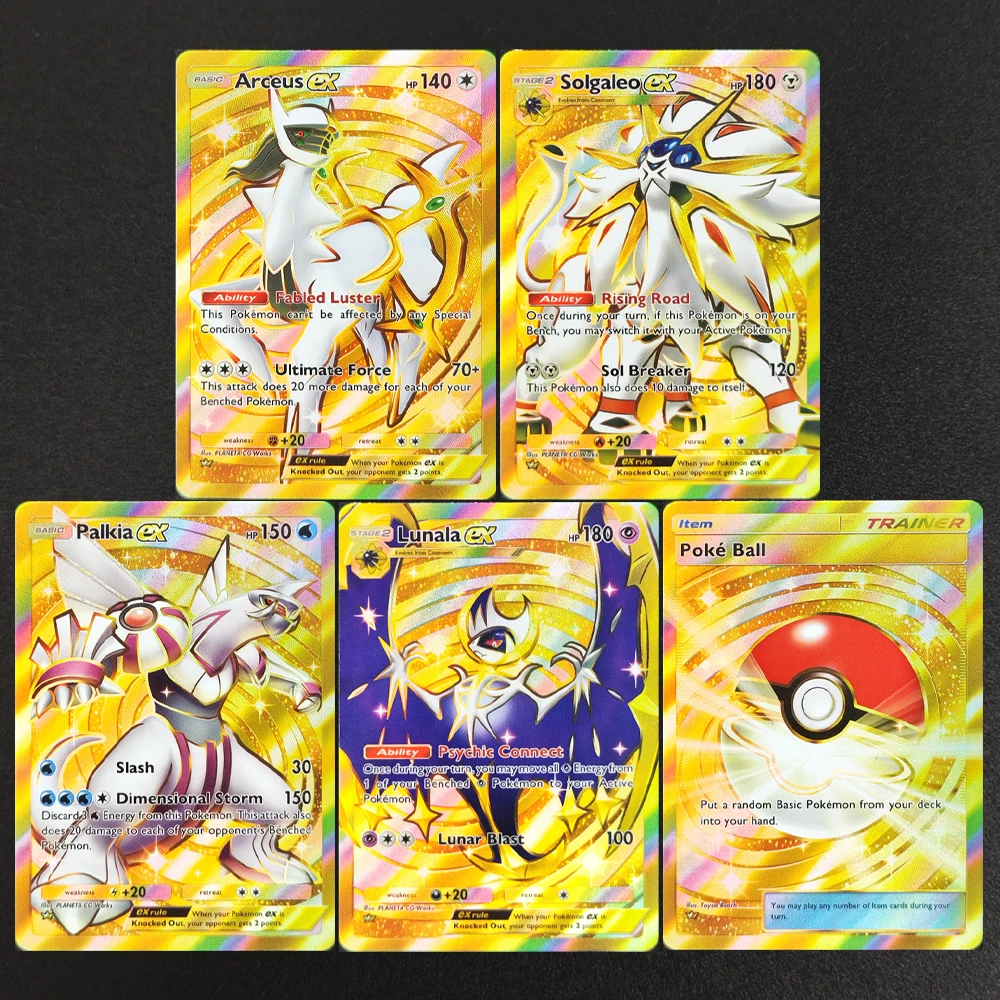 

Карманная молния «сделай сам» Pokemon TCG, Золотая Корона, ультра редкая карта Golgaleo Lunala Palkia Arceus Charizard EX Card