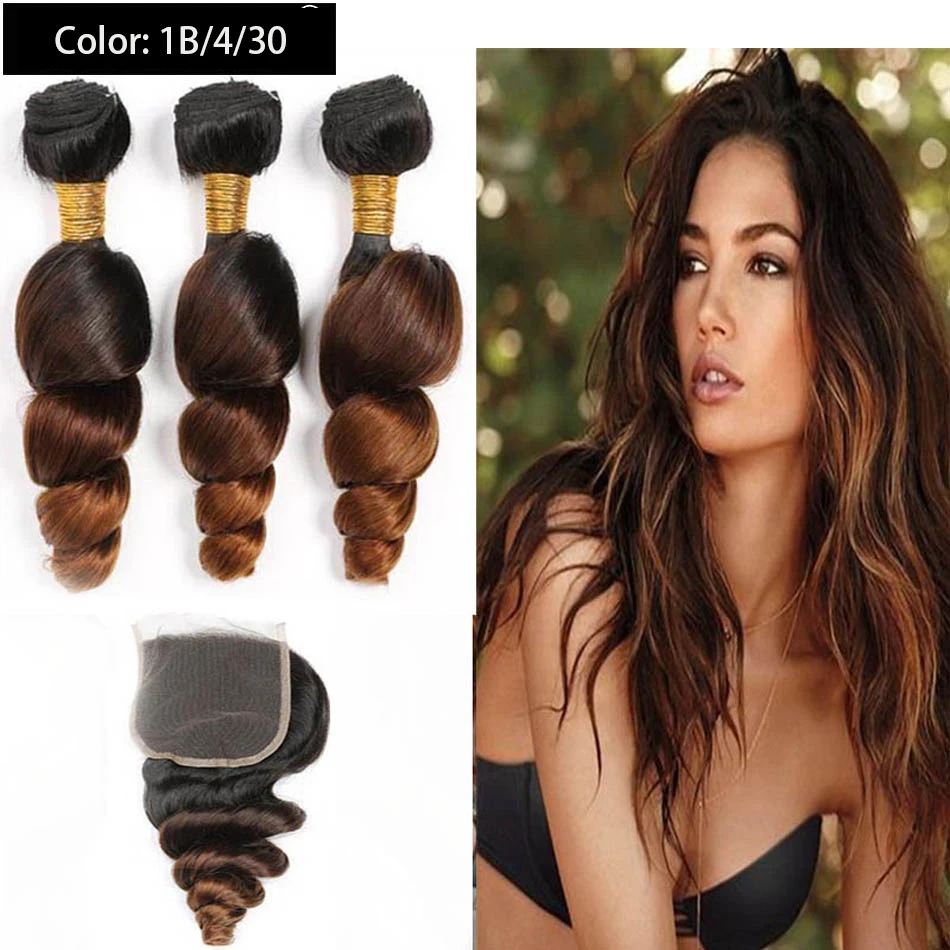 3 Bundles 4 Bundles Hair Weaves Brazilian Hair Loose Wave Human Hair Extensions Remy Human Hair Bundle Hair One Pack Solution