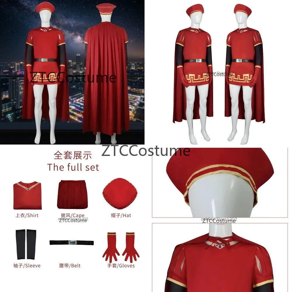 Disfraz de Lord Farquaad para Adultos, Sombrero de Rey, Capa Roja, Disfraz de Monstruo para Halloween, Carnaval, Actuaciones Escénicas