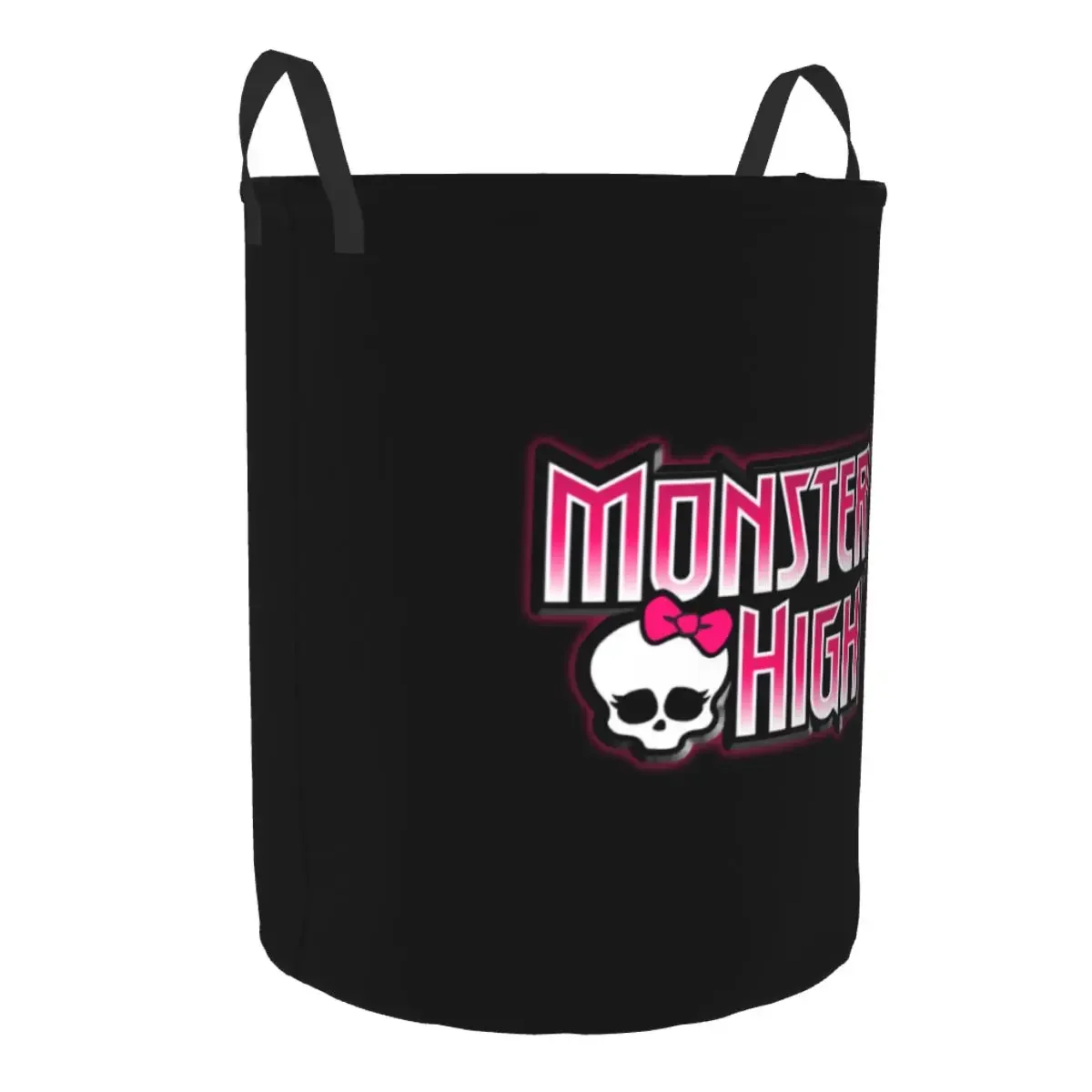 Monster High Anime Laundry Basket Collapsible Gothic Pink Skull Dolls Clothing Hamper Toys Organizer Storage Bins