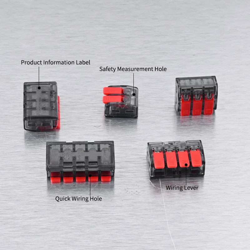 CMK63 50Pcs Lever Wire Quick Connectors 2-5 Ports Clamp Electrical Cable Home Assortment Terminal Block 0.08-4mm 32A
