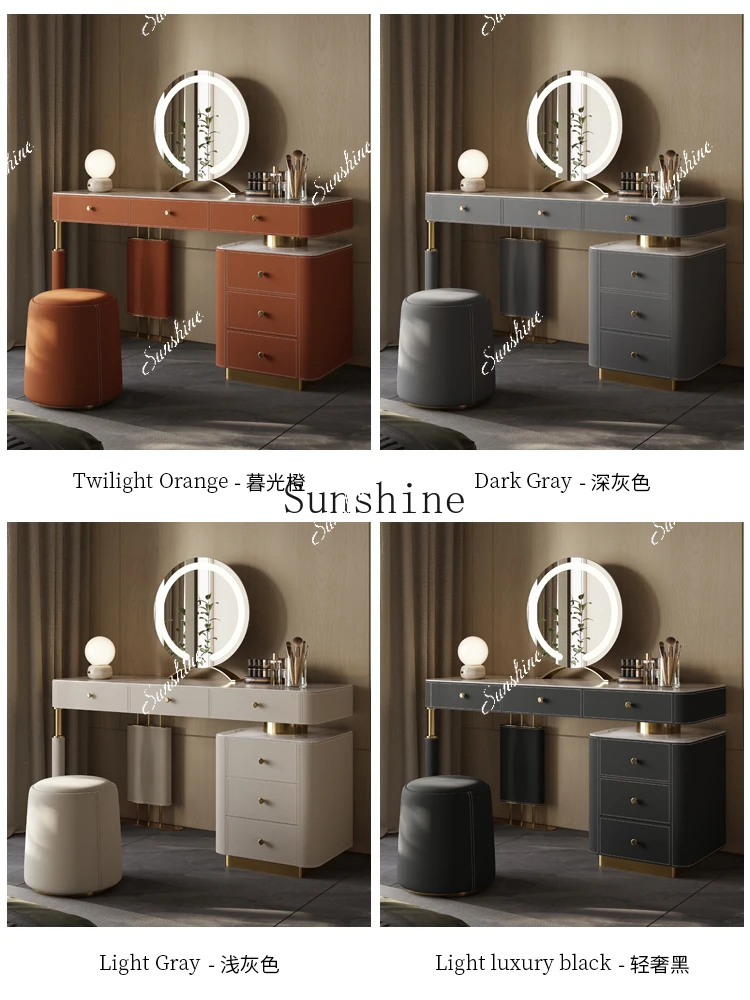 

Modern bedroom light luxury high-end rock slab storage makeup table FT