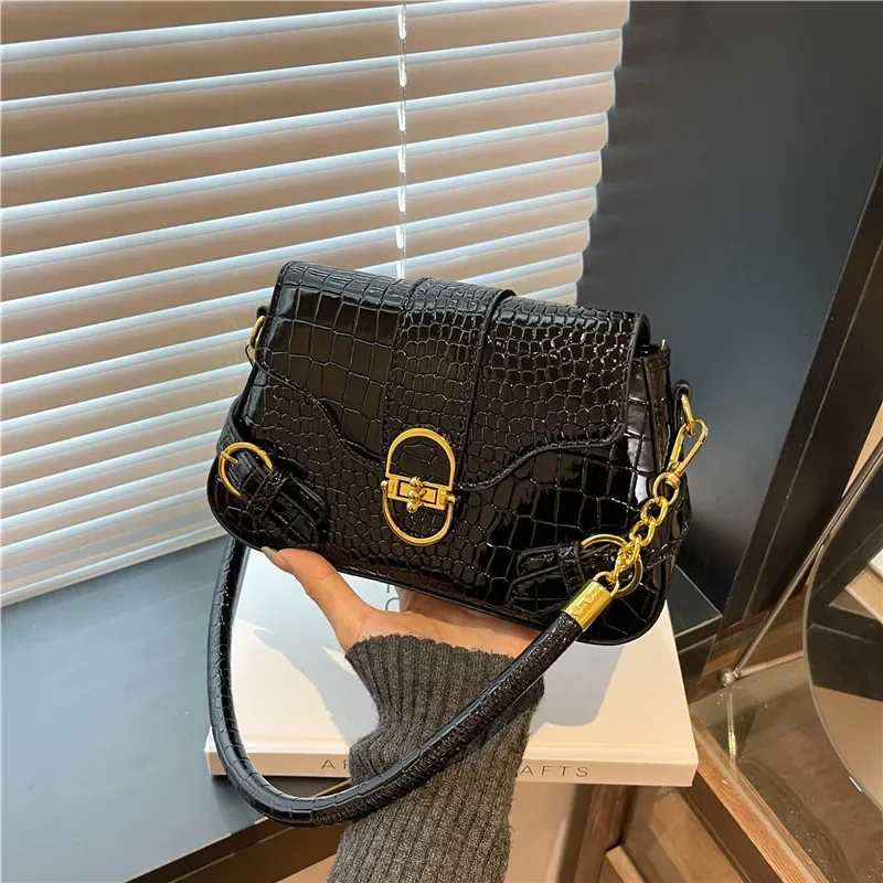 

2025 New Retro Crocodile Pattern Women's Shoulder Underarm Bag | Stylish Small Handbag Versatile for Daily Casual Wear | Trendy