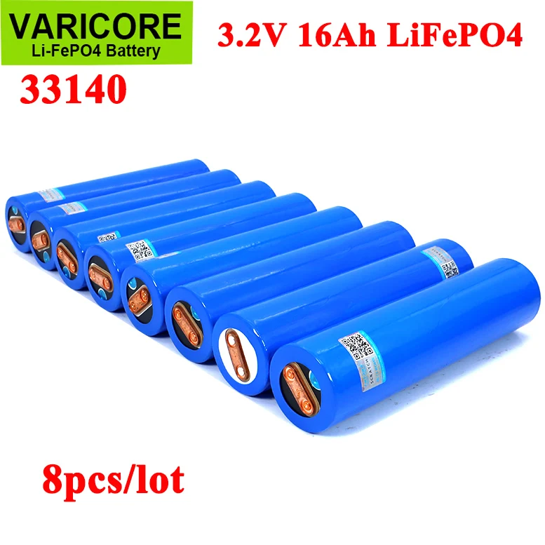 

8pcs VariCore 3.2V 33140 15Ah lifepo4 Cells Lithium-iron phospha 16000mAh for 12v 24V ebike e-scooter power tools Battery pack