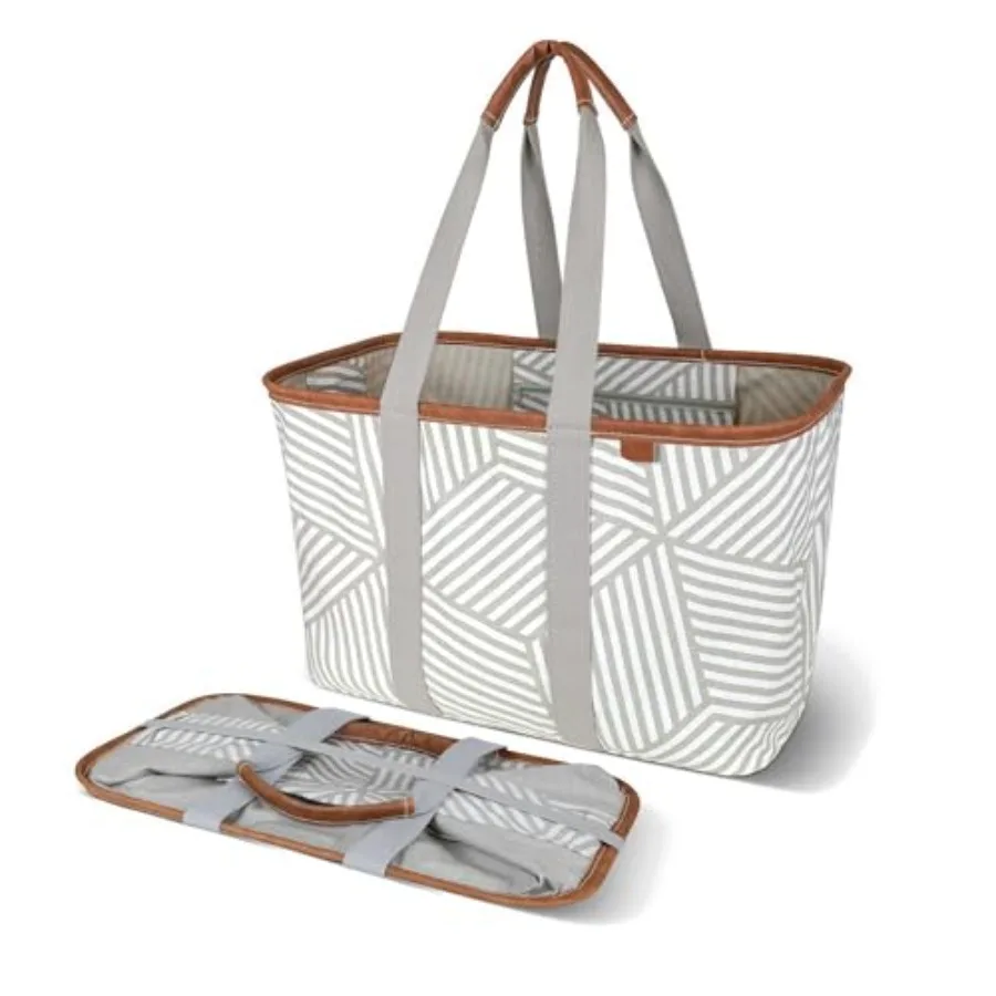 

Сумка-органайзер CleverMade Collapsible LUXE Tote - многоразовая сумка для покупок и хранения с ручками и усиленным дном