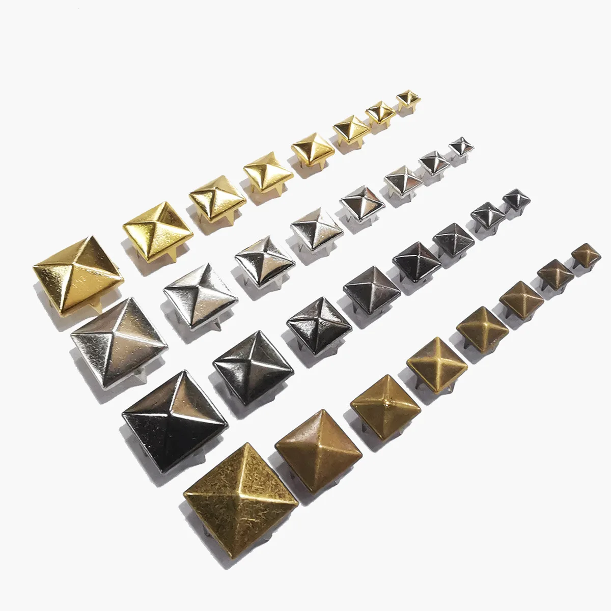 

100sets Square Claw Rivets Fashion Clothing Studs Leather Craft Bag Belt Garment Shoes Collar DIY Decor Accessories 8 Sizes