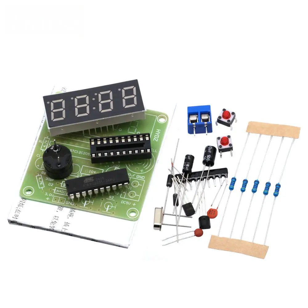 AT89C2051 Digital 4 Bits Electronic Clock Electronic Production Suite DIY Kit AT89C2051 Clock Learing Kit for Arduino