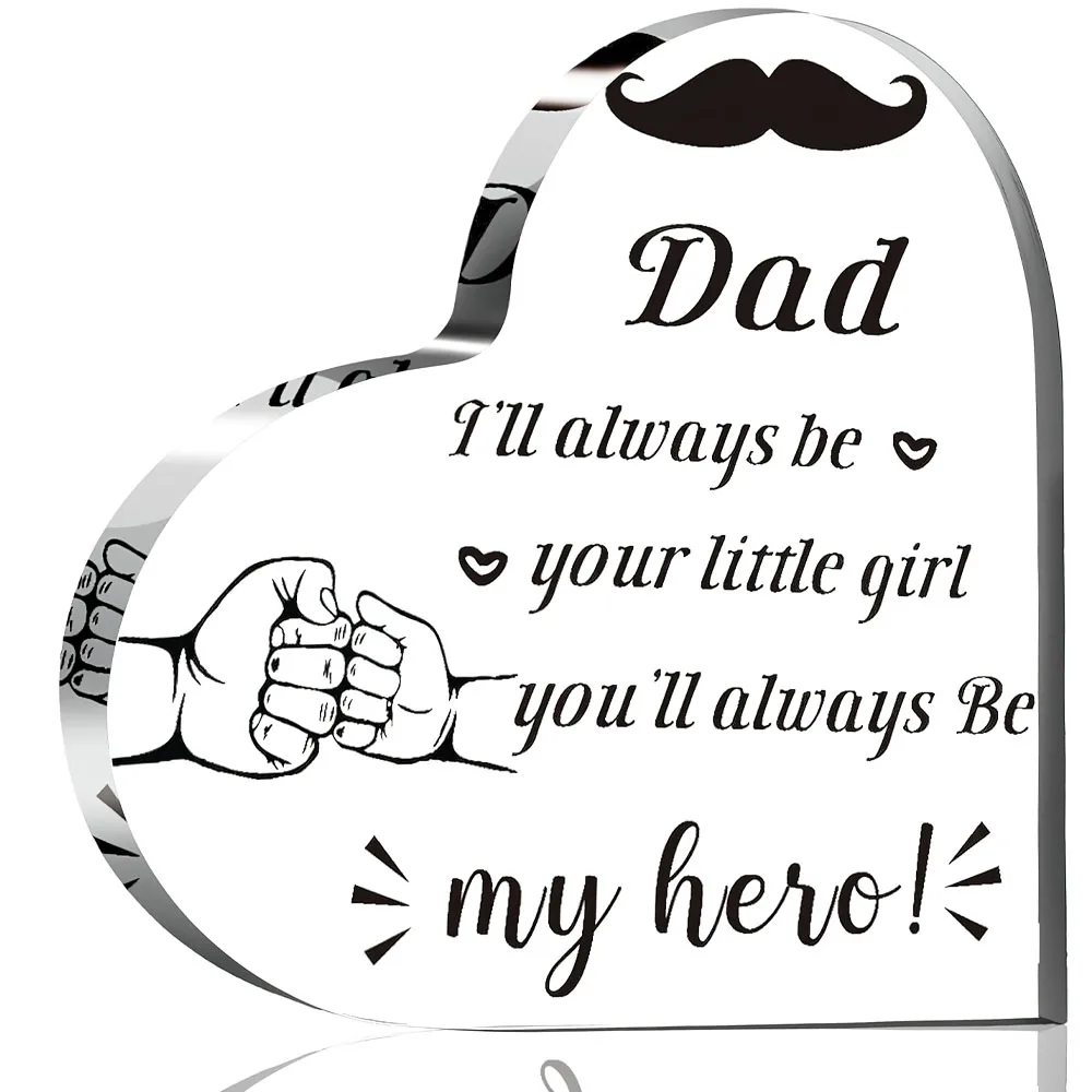 Efecto acrílico/patrón Regalos para papá Corazón acrílico de hija Corazón acrílico con puños y bigote para recién padre