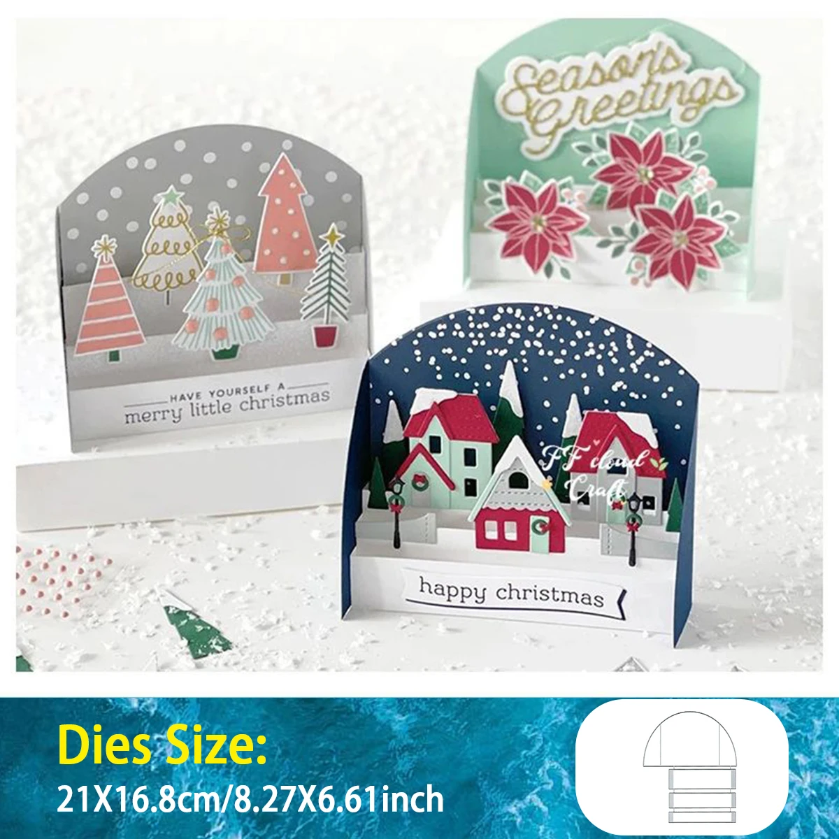 

3D Storage Box Observation Deck Cutting Dies Scrapbooking Craft Die Cut Embossing Paper Cards Making Tool Christmas