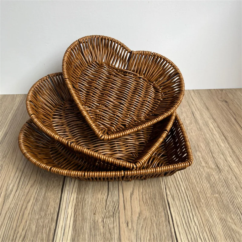 Imitation Rattan Fruit Basket Sundry Storage Basket Hand-Woven Storage Box Home Storage Supplies Tabletop Display Rattan Basket