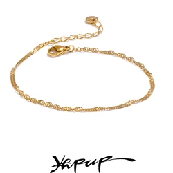 Yhpup Thinner Stainless Steel Metal Chic Chain Bracelet Bangle Water Resistant 18K PVD Plated Stylish Wrist Jewelry Bijoux