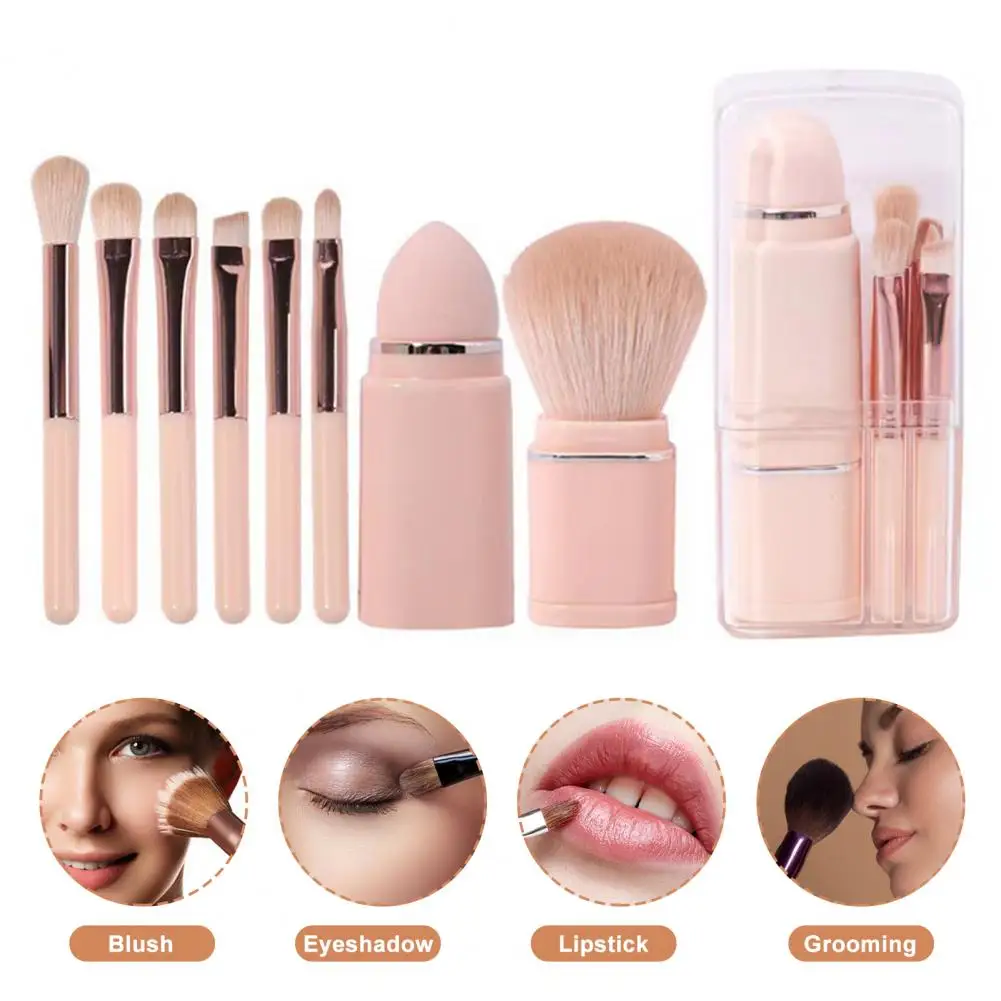 8 teile/satz Reise Make-up Pinsel Set einziehbare tragbare weiche synthetische Borsten Make-up Pinsel Set für unterwegs Schönheit