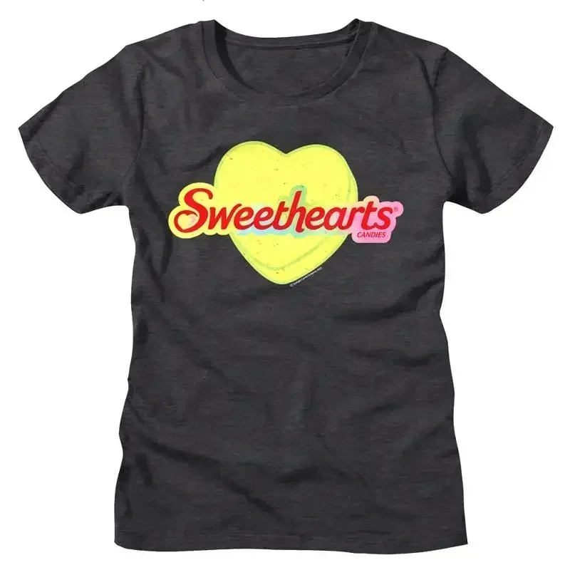 Sweethearts Vintage Logo Women'S T Shirt Yellow Rainbow Hearts Candy Retro