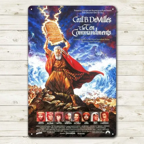 The Ten Commandments Movie Metal Poster Tin Sign - 20x30cm Collectable Plate  -aluminum