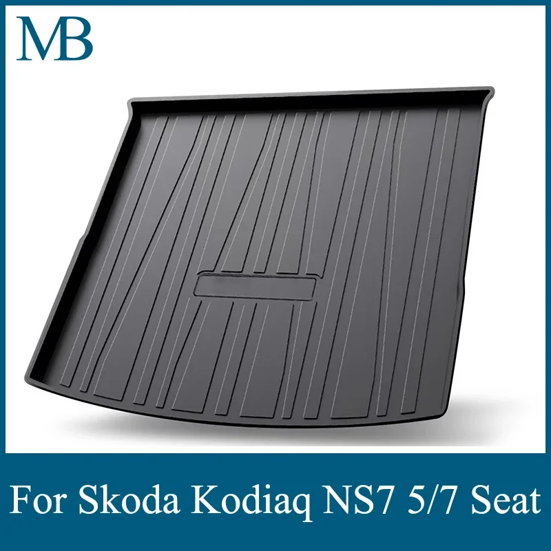 TPE Car Rear Trunk Mat For Skoda Kodiaq NS7 5/7 Seat 2017~2023 Accessories Waterproof Protective Liner Trunk Tray Cargo Liner