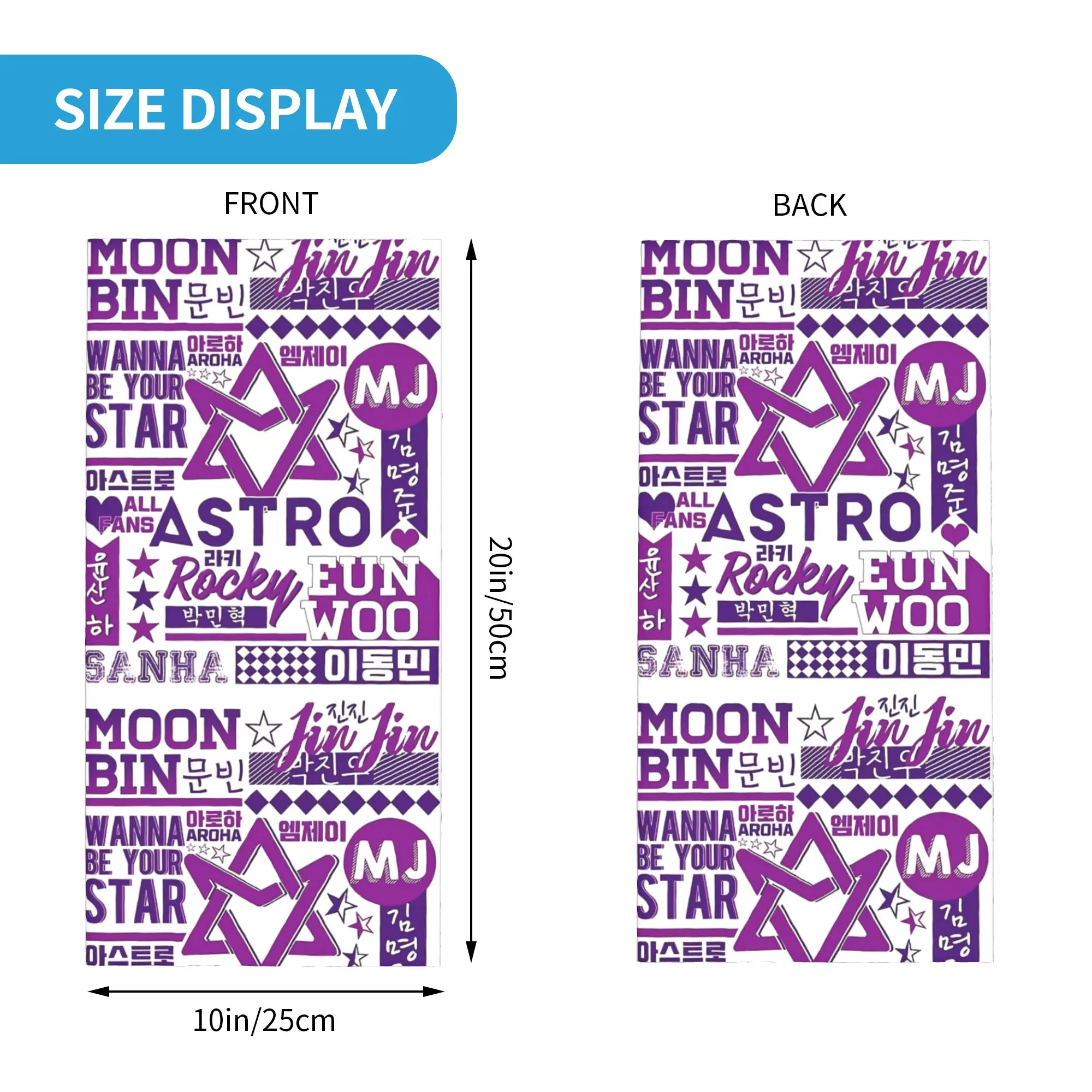 Kpop Astros MJ Jinjin Cha Eun woo Yoon San ha روكي باندانا الرقبة الجراب للتزلج الدراجات النساء الرجال التفاف وشاح عقال أكثر دفئا