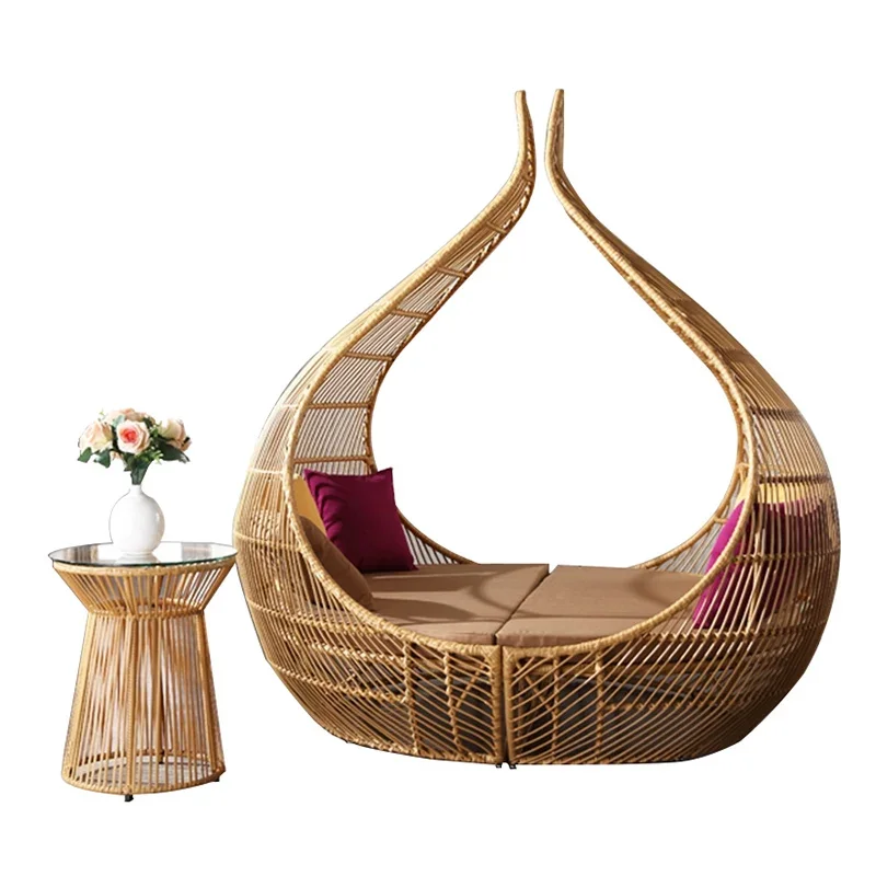 

Competitive Price Patio Bali Canopy Bed Outdoor, Wicker Outdoor Sofa Bed Rattan Round Lounge With Canopy,chair classic,luxury