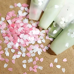 PrettyG 1 Box Sakura Petal Flower Pink Nail Sequins 3D Cherry Blossoms Glitter Flakes For DIY Nail Art Decorations Accessories