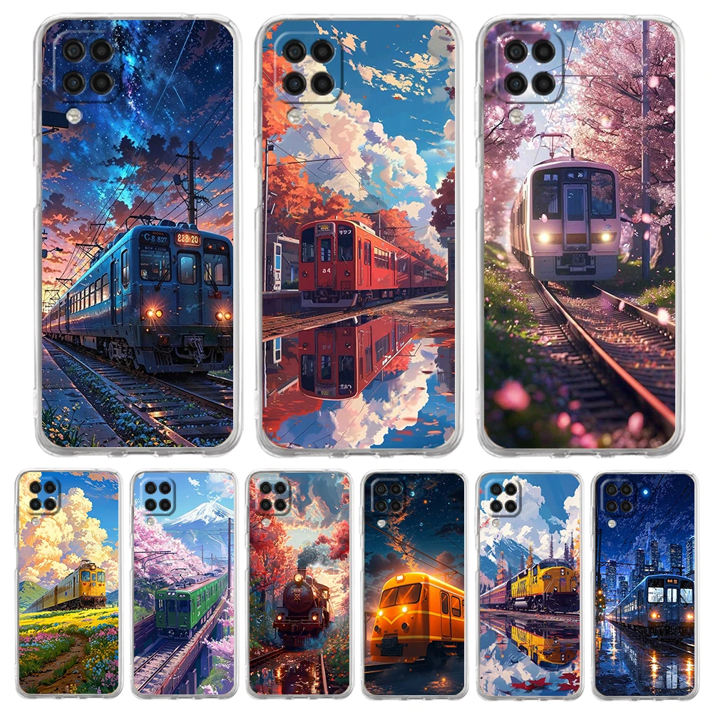 

Мягкий ТПУ для Samsung Galaxy A13, A15, A22, A23, A25, A31, A32, A33, A35, A52, A53, A05,5G Прозрачный чехол для телефона Starry Sky Train Landscape