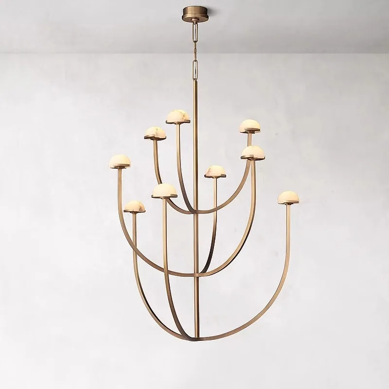 

Spanish marble living room chandelier American simple retro all-copper RH designer bedroom light