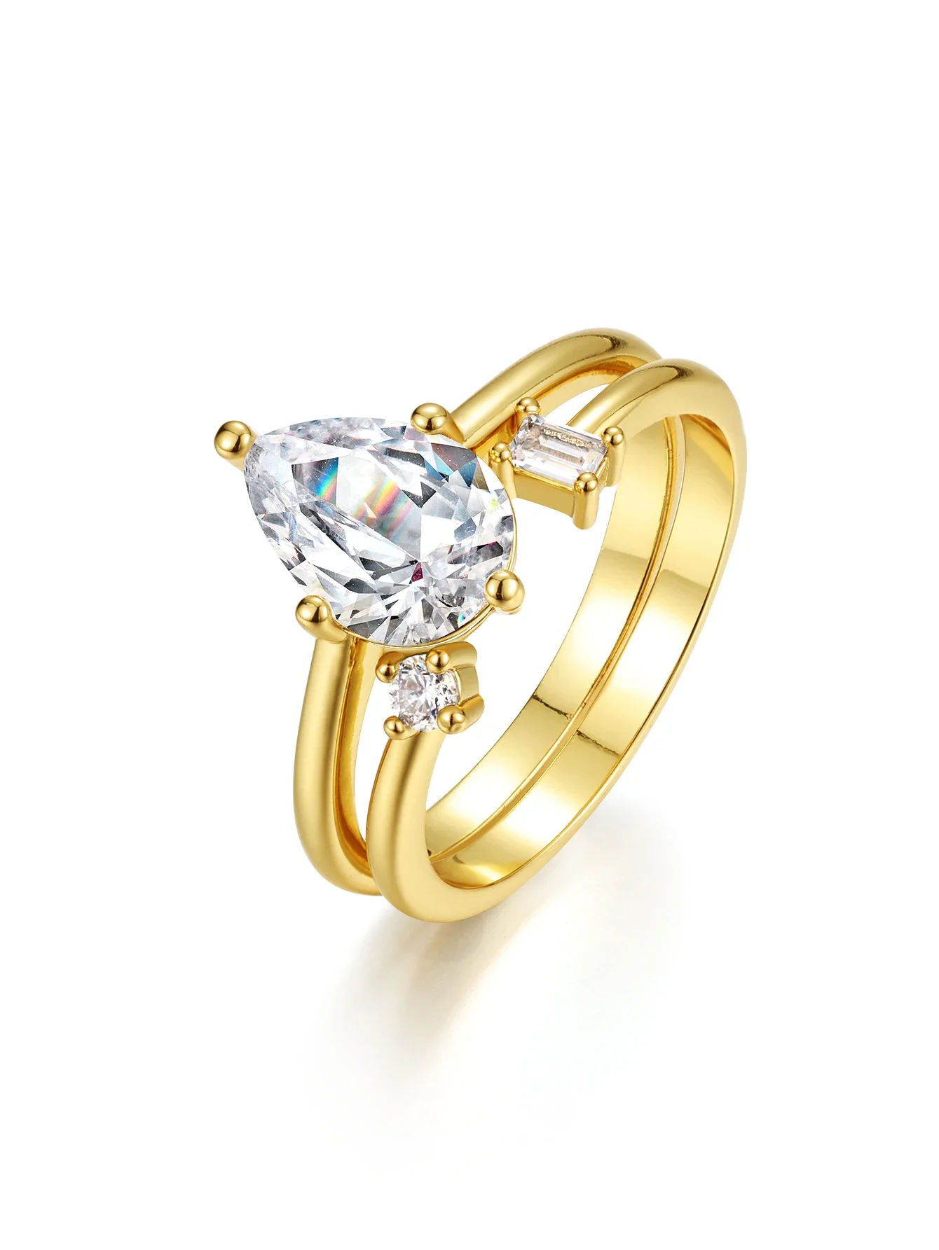 

Кольцо из стерлингового серебра 925 пробы с муассанитом в форме капли 2 карата, комплект из двух предметов, изящные ювелирные изделия