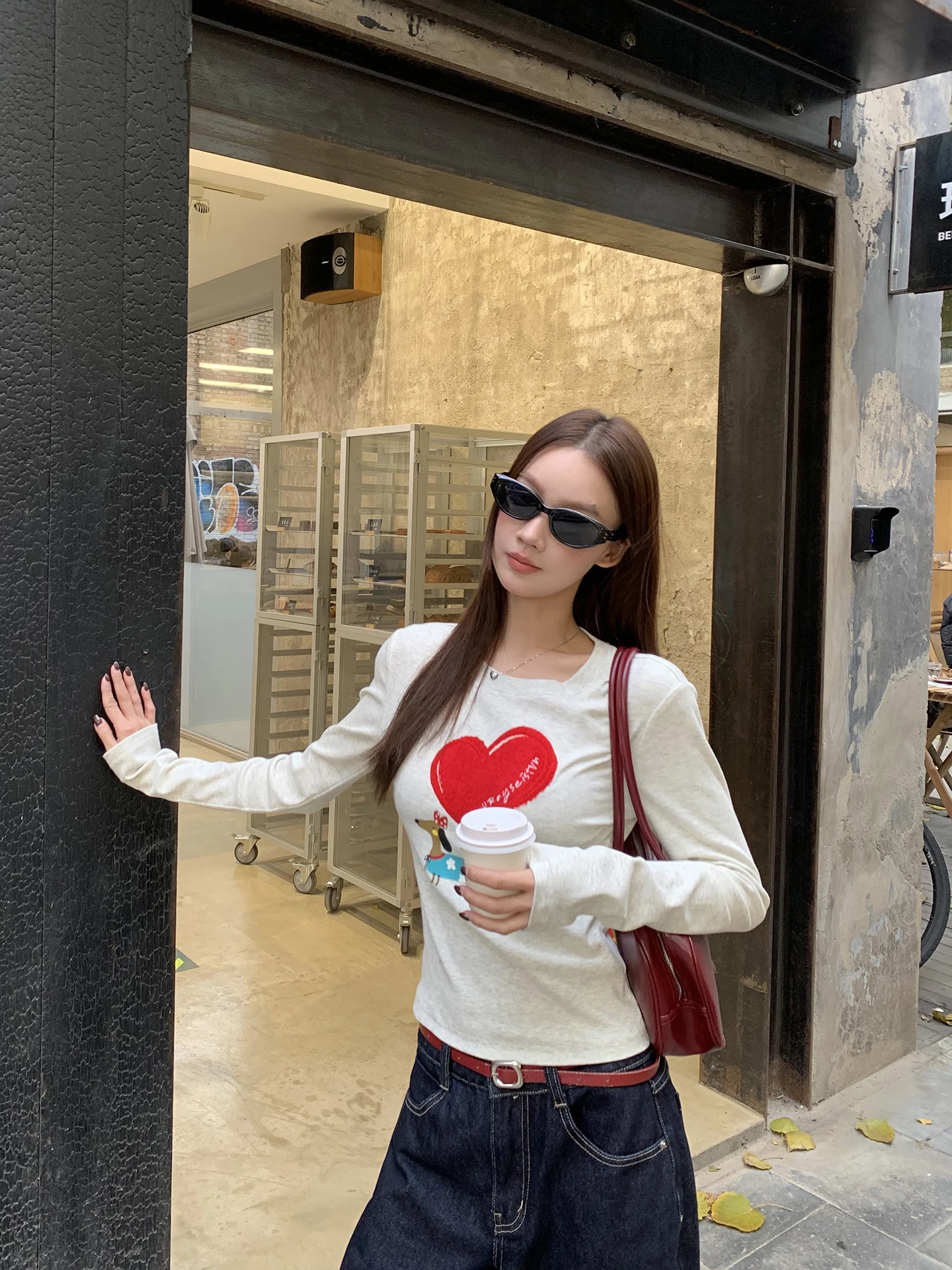 우아한 긴 소매 기본 셔츠 여성 패션 아름다운 이너웨어 티셔츠 스트레이트 컷 코튼 블렌드 편안한 착용감