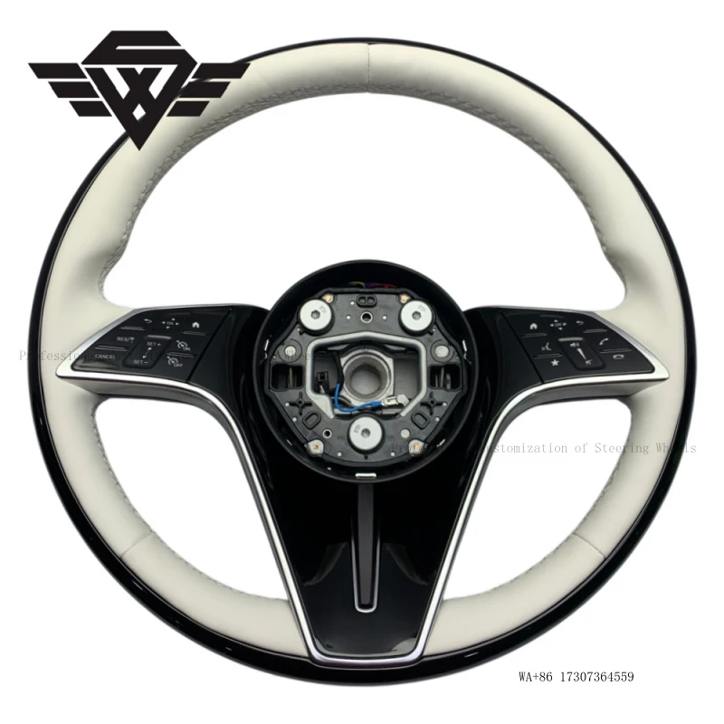 Luxury Grade Peach Wood White Leather Steering Wheel for Mercedes Benz W223Y W205 W212 809  AMG GLE Class Personal Custom