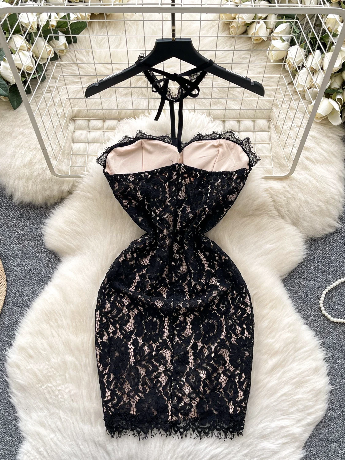 Vestido Sexy de Renda Bodycon Pure Desire para Mulheres, Estilo de Noite de Verão, Sem Mangas, Saia Bustier de Cintura Alta, ...