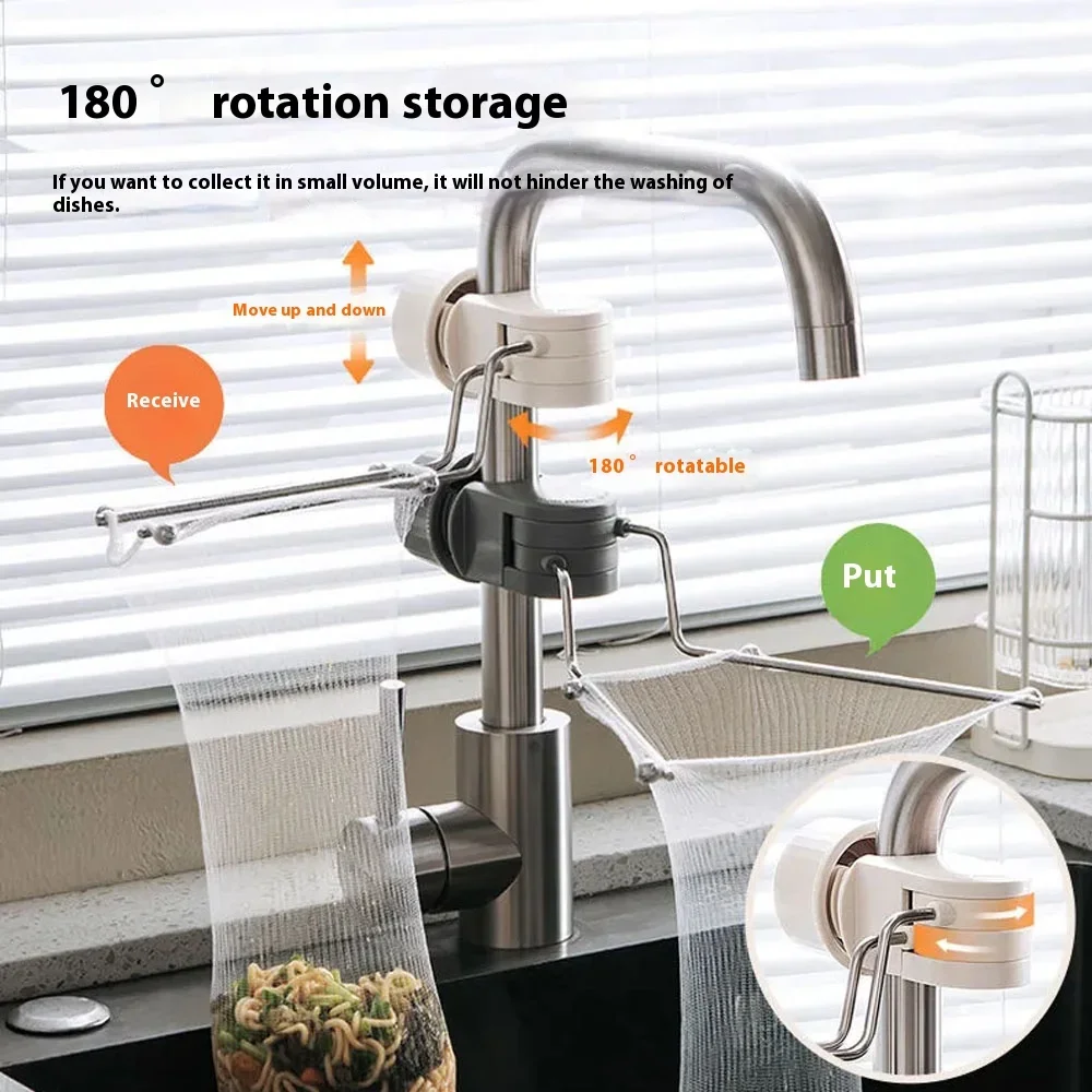 תליית כיור roatable מסנן מטבח מתלה אנטי-clogging משאריות מרק מזון מטהר ברז מחזיק מגבת מחזיק