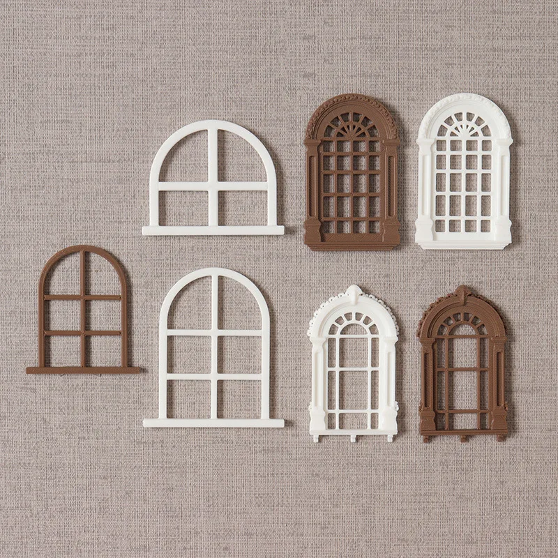Miniature Dollhouse Fake Window Set, DIY Decorative Window Models for Wall Scene & Diorama Background, Tiny Furniture Accessorie