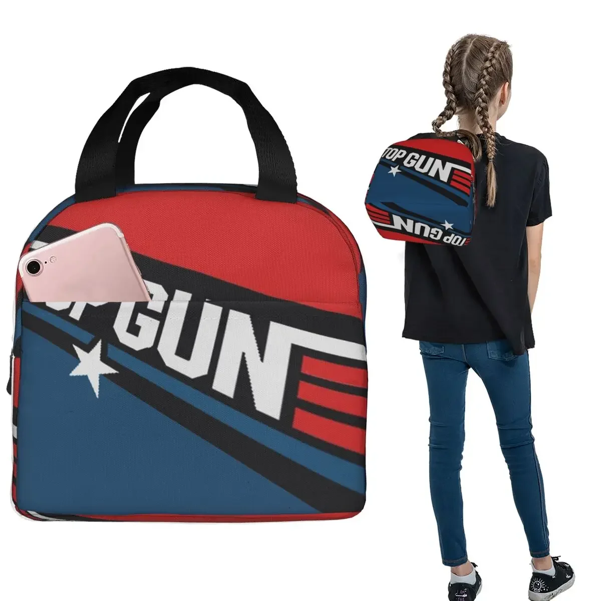 

Термосумка для обедов с изображением самолетов ВВС, Том Круз, Маверик, из фильма «Топ Ган», для женщин и детей, термосумка для еды, сумка-тоут