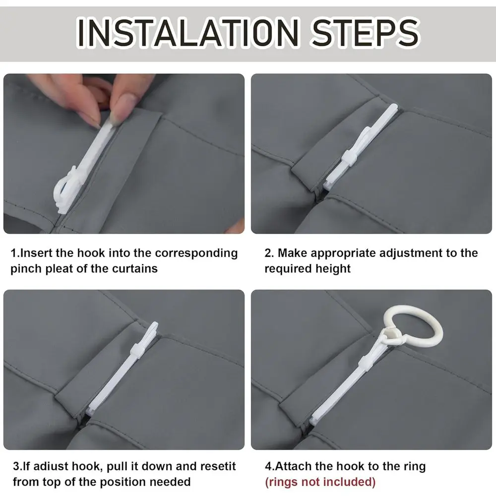 Zasłony zaciemniające termoizolacyjne 84 cali, neutralny szary z plisami i haczykami, 101 cm x 213 cm do salonu
