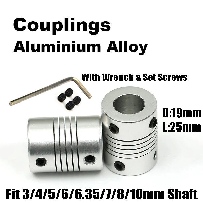 D19*L25 Aluminum Alloy Flexible Beam Shaft Coupling 3/4/5/6-10mm Jaw Shaft Coupling for 3D Printer CNC Stepper Motor DIY Parts