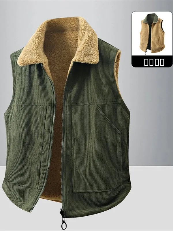 

Lamb Velvet Thiened Vest Men's New Sle Autumn Winter Warm oulder Casual Stand Collar Faionable Vest Jaet