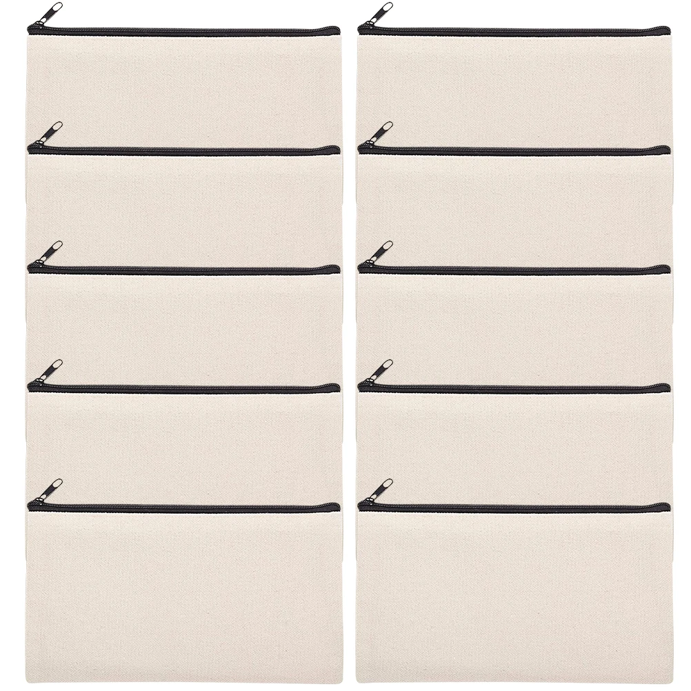 

10 Pcs Canvas Bag Zipper Pencil Case Heat Transfer Sublimation Makeup Toiletry Travel ganizer Storage Blank Bags