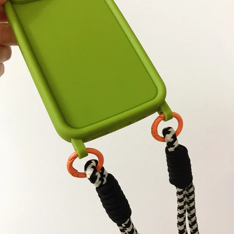 Funda de teléfono con protección contra caídas y cordón para collar cruzado, funda suave para iPhone 15 16 14 12 11 13 Pro Max XR X XS 7 Plus SE 20