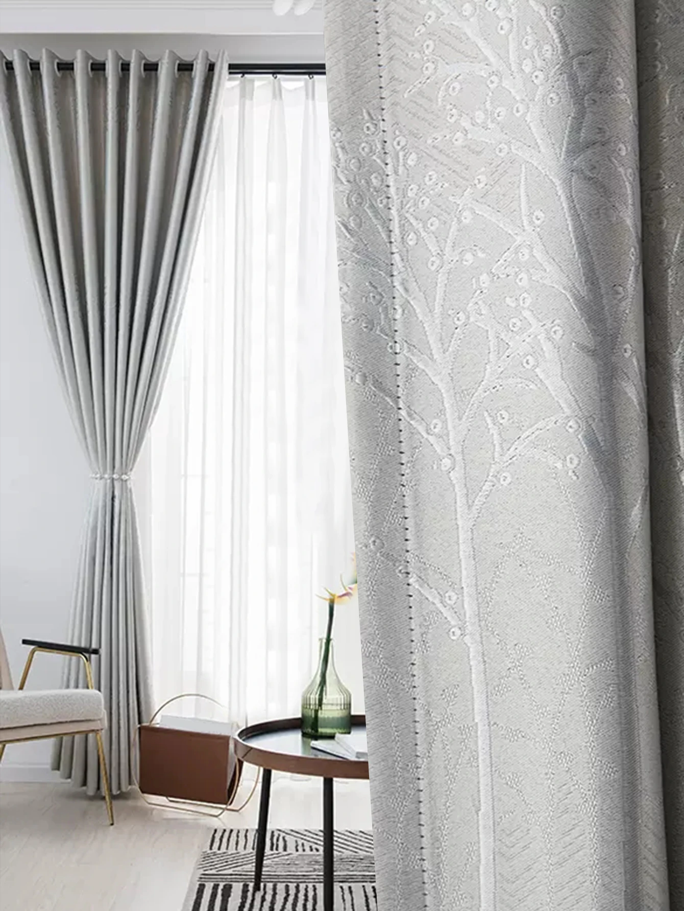 Light Luxury Hgh-End Feel Thick Gray Curtains