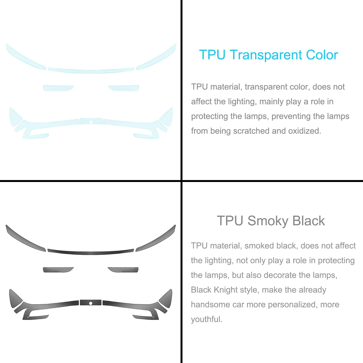 For Tesla Model Y Juniper 2025 TPU Blackened Headlight Taillight Protective Film New Model Y Black Color Changing Lamp Films
