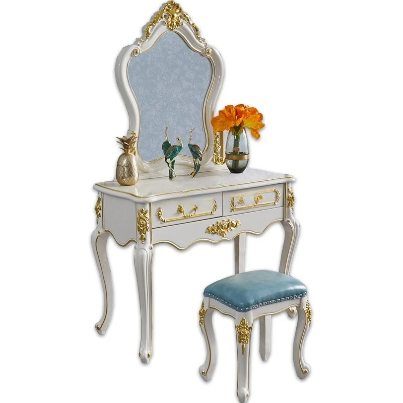 

Столик для макияжа, табурет с цветочной мебкой и резьбой из цельного дерева, высококачественный шкаф для макияжа