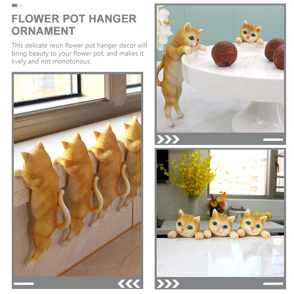

Mobestech Resin Cat Garden Decor Flower Pot Hanger Outdoor Courtyard Tabletop Ornament Plant Adornment