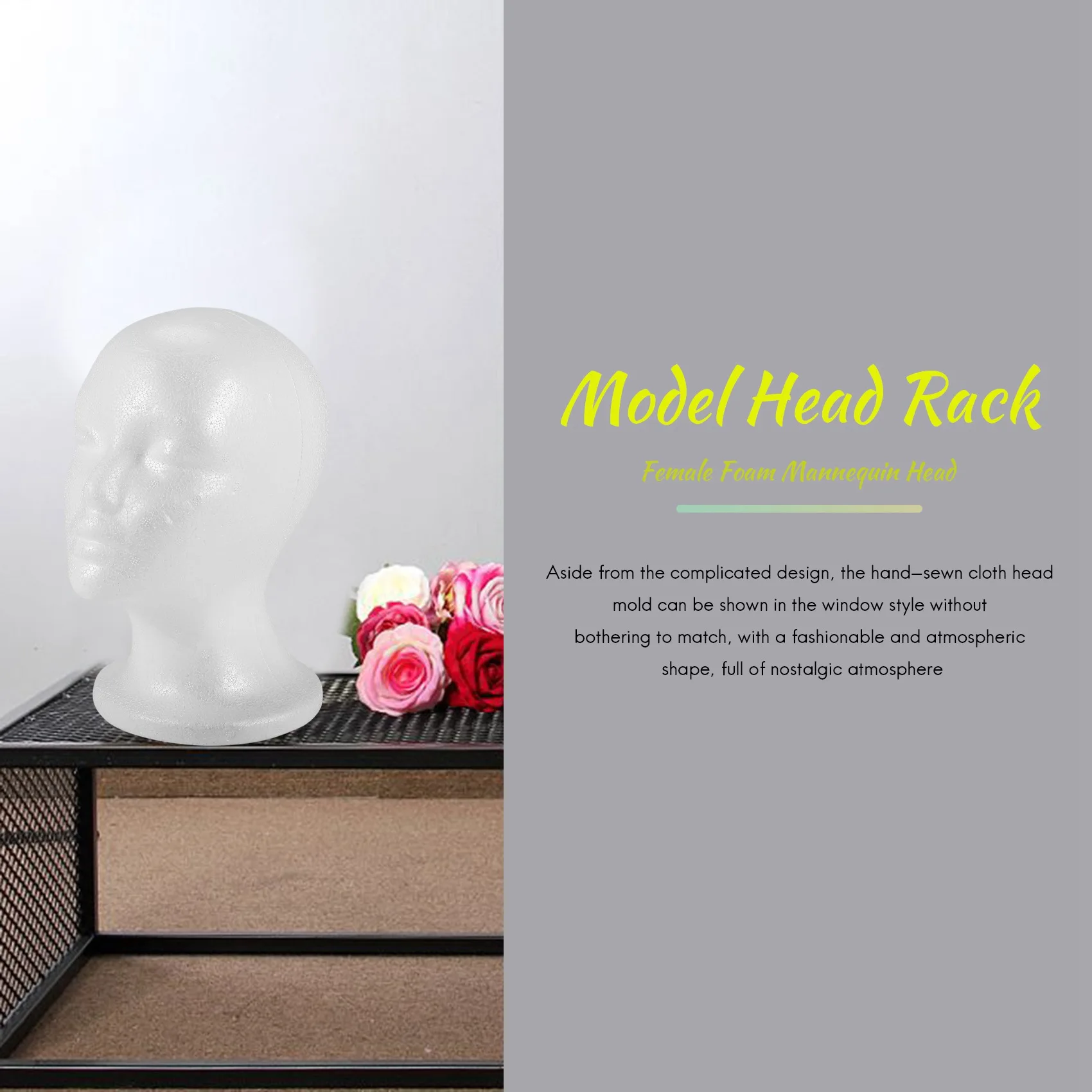 Female Foam Mannequin Model Hat Wig Display Stand Rack white