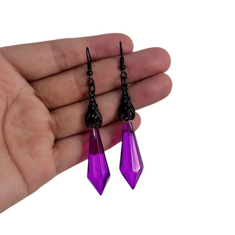 Charm Gothic Black Vampire Bat Red Teardrop-shaped Glass Crystal Pendant Dangle Earrings for Women Halloween Jewelry Accessories