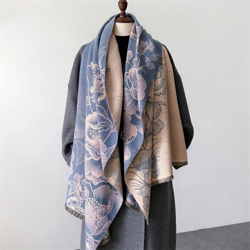 Luxury Brand Pashmina Shawl Wrap Scarf for Women Design Winter Warm Cashmere Scarves Bandana Female Thick Blanket Soft Bufanda