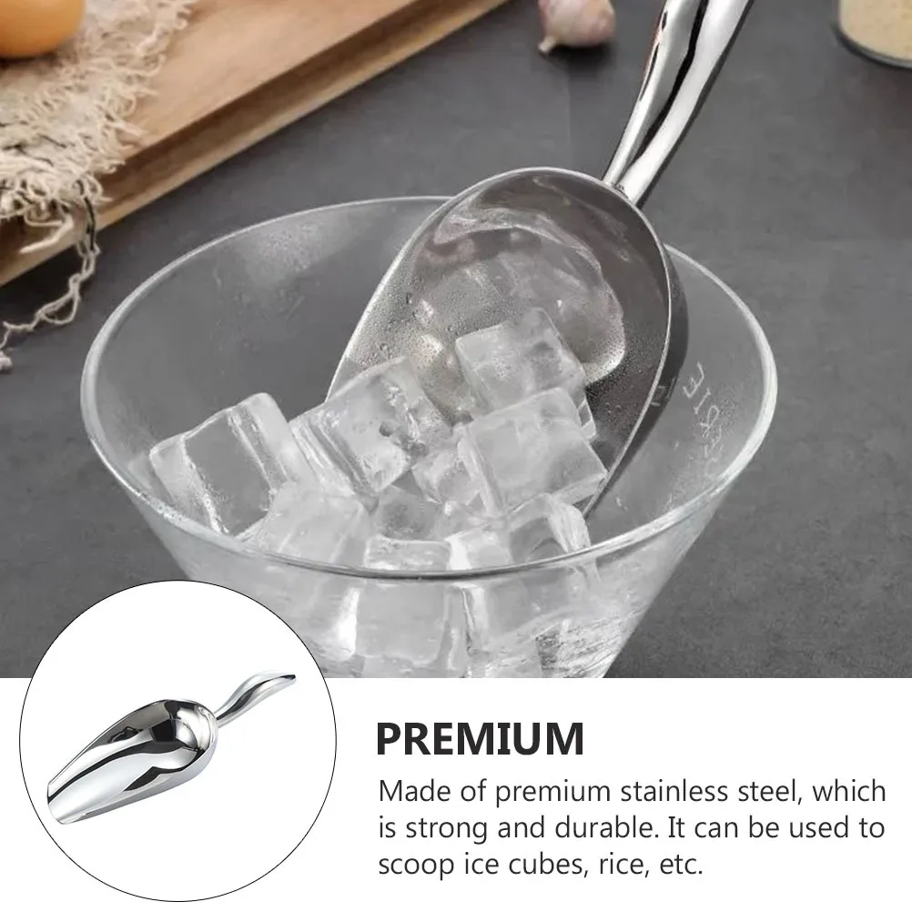 

1pc Thickened Ice Shovel Stainless Steel Scoop For Kitchen Storage Rice Flour Ice Cube Metal Shovel Tool Kitchen Bar