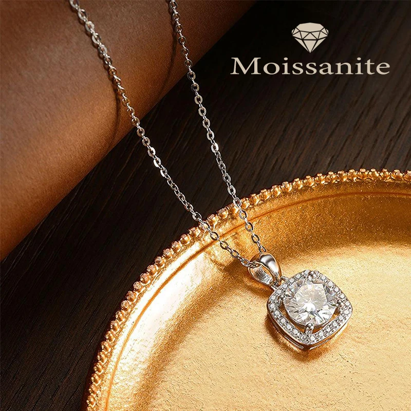 

Moissanite 925 Sterling Silver 1 PC 1 carat square moissanite necklace for women, elegant and fashionable, suitable for daily we