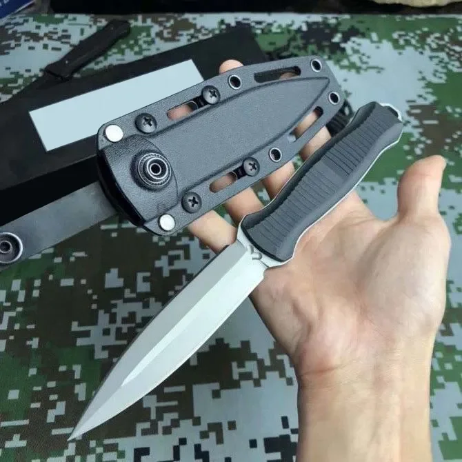 Black/Silver BM 133 SOCP Hunting Fixed Knife D2 Blade Nylon Fiberglass Handle Outdoor Tactical Camping Knives EDC Tool