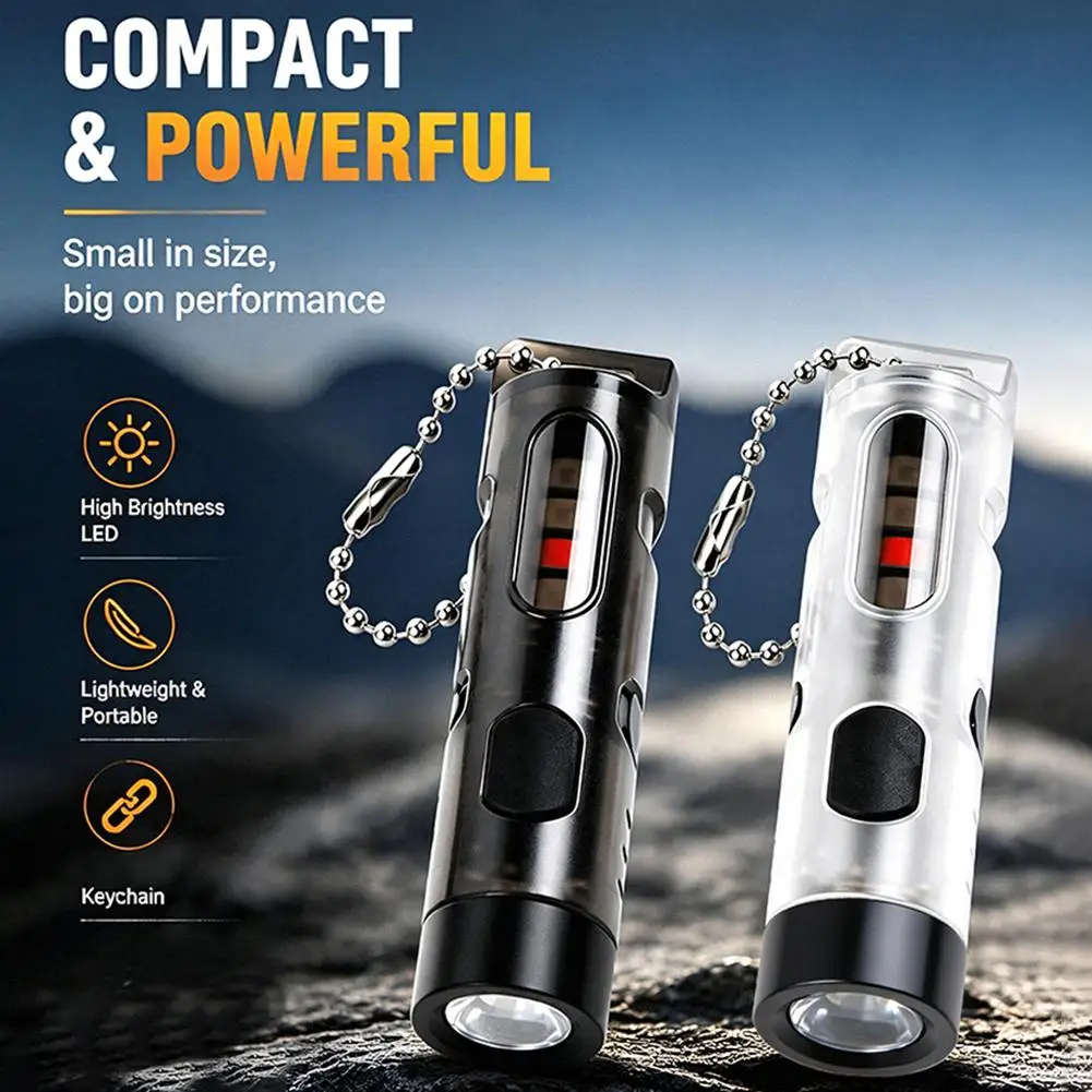 LED Mini Flashlight With Multifunctional Pen Holder Portable USB Charging Outdoor Emergency Small Flashlight