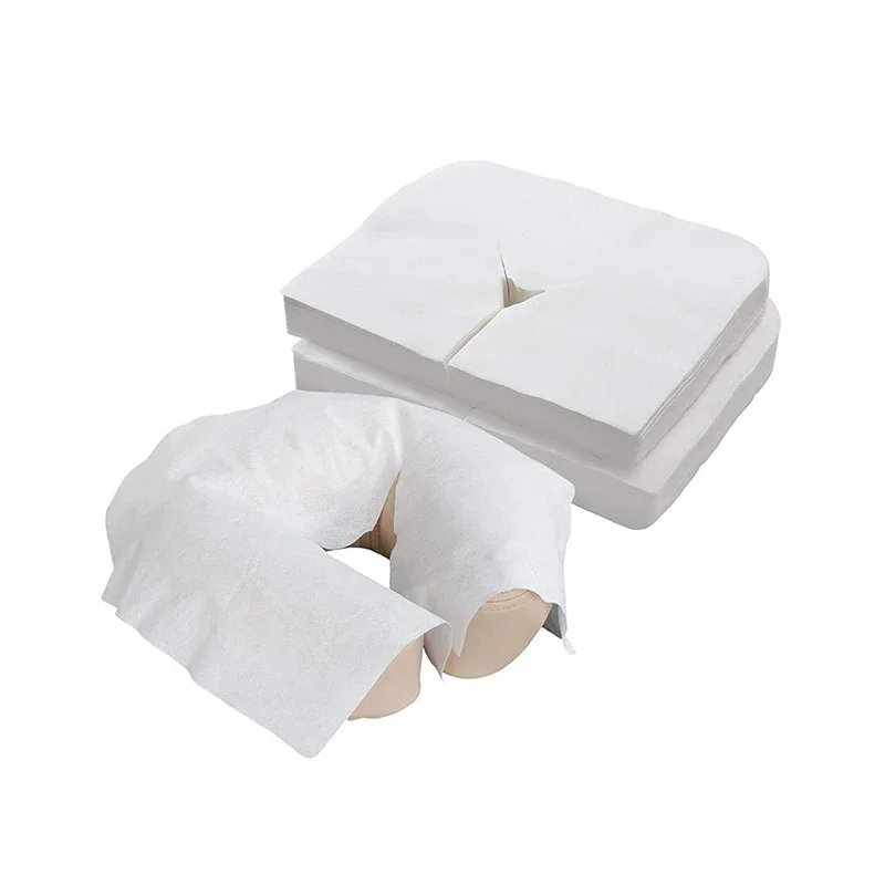 100Pcs/200Pcs Disposable Spa Massage Cradle Table Sheets Headrest Pads Non Woven Fabric Face Pillow Hole Cover Overlay Cushion