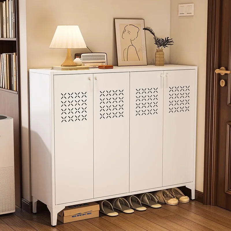 Steel shoe cabinet household door outer corridor entrance door iron shoe rack large capacity storage dustproof metal entrance ca